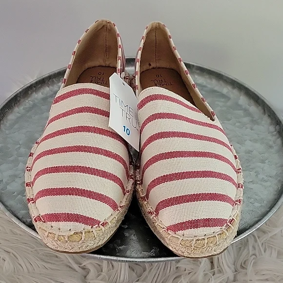 Time and Tru striped memory foam espadrille womens size 10 - Picture 3 of 5